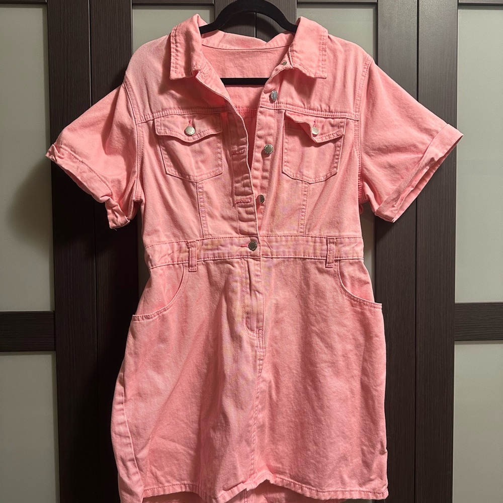 SHEIN Pink Denim Mini Dress